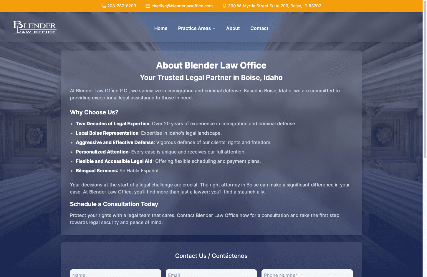 Blender Law Office website built by Surgncy